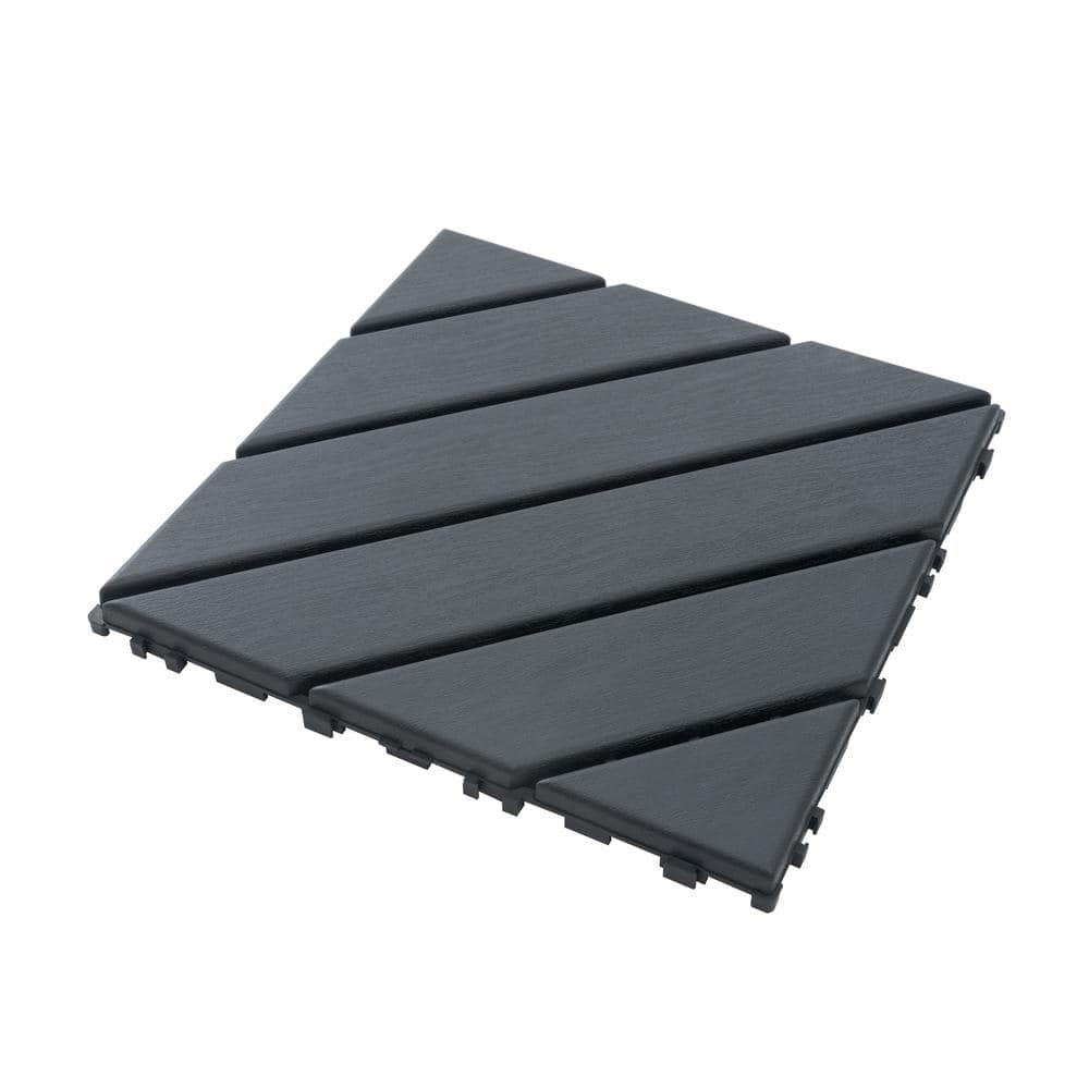 cadeninc 12 in. x 12 in. Gray Square Waterproof Plastic Interlocking Deck Tiles for Poolside Balcony Backyard (Set of 44 Tiles)
