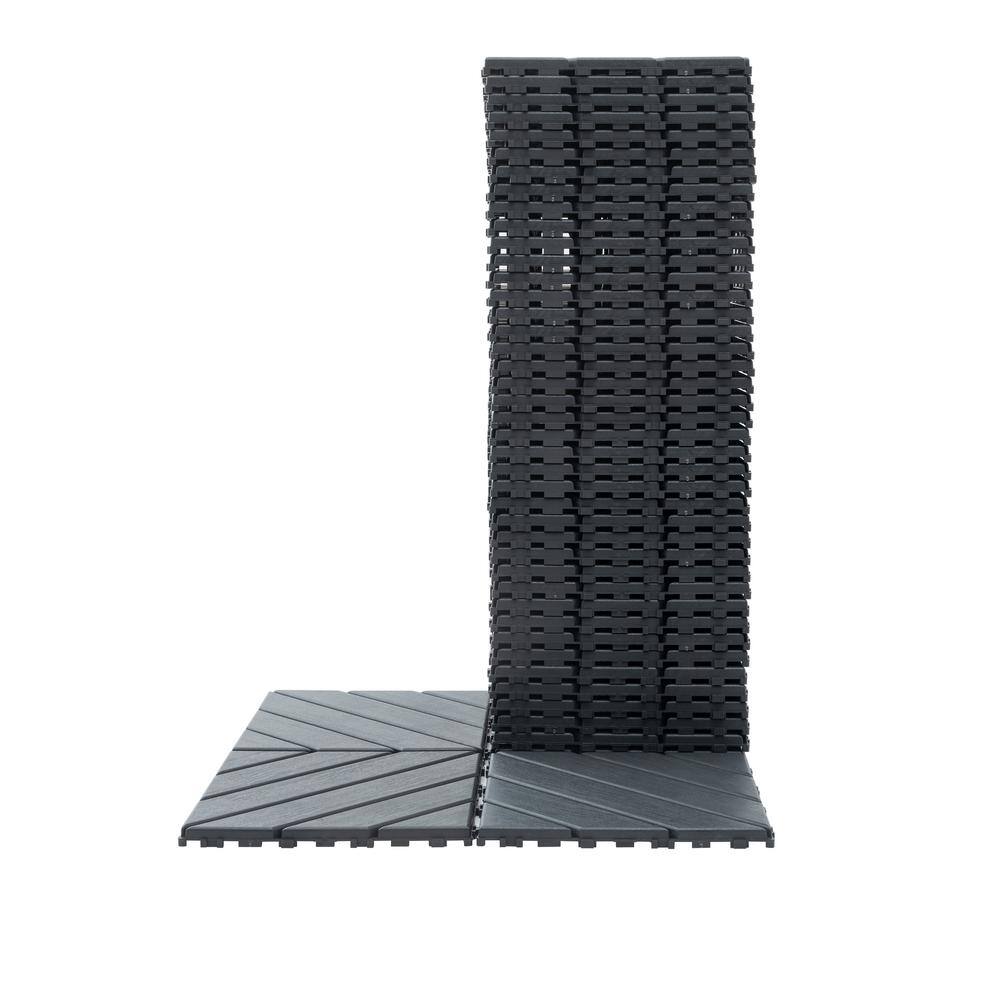 cadeninc 12 in. x 12 in. Gray Square Waterproof Plastic Interlocking Deck Tiles for Poolside Balcony Backyard (Set of 44 Tiles)