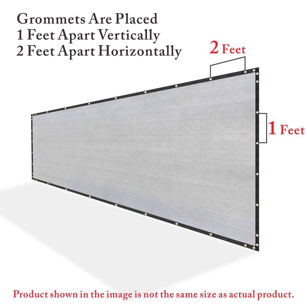 COLOURTREE 6 ft. x 8 ft. Grey Privacy Fence Screen HDPE Mesh Windscreen with Reinforced Grommets for Garden Fence (Custom Size)