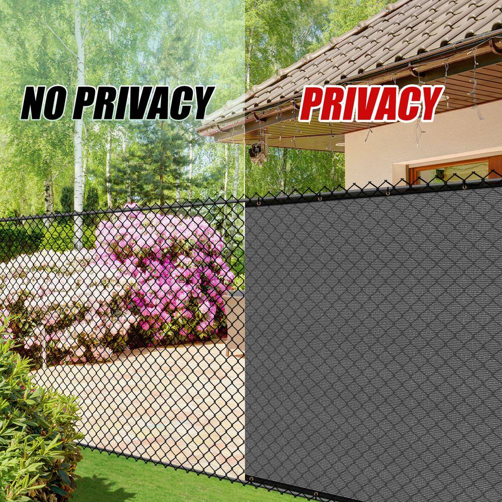 COLOURTREE 6 ft. x 8 ft. Grey Privacy Fence Screen HDPE Mesh Windscreen with Reinforced Grommets for Garden Fence (Custom Size)