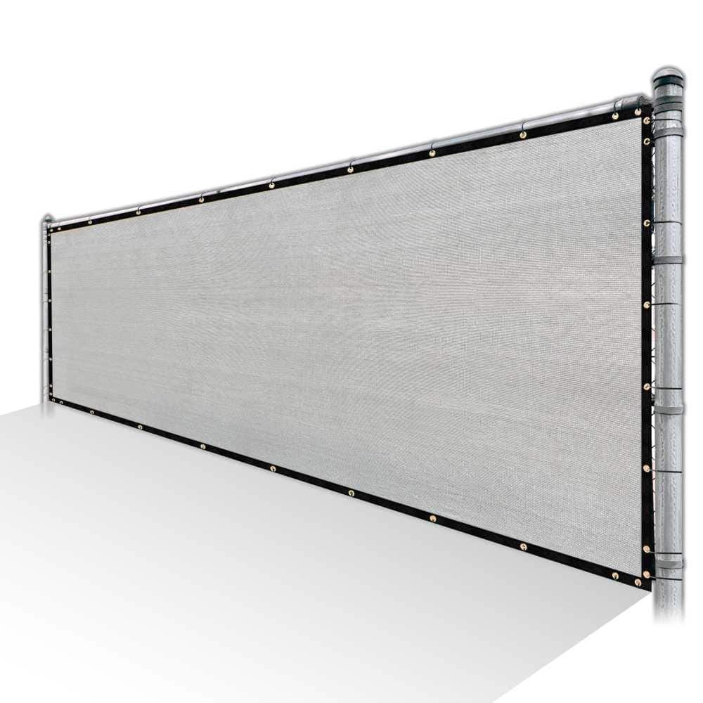 COLOURTREE 6 ft. x 8 ft. Grey Privacy Fence Screen HDPE Mesh Windscreen with Reinforced Grommets for Garden Fence (Custom Size)