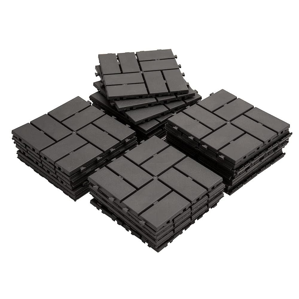 1 ft. W x 1 ft. L Square Plastic Patio Interlocking Deck Tile in Gray Flooring Tile All Weather for Balcony (Pack of 27)