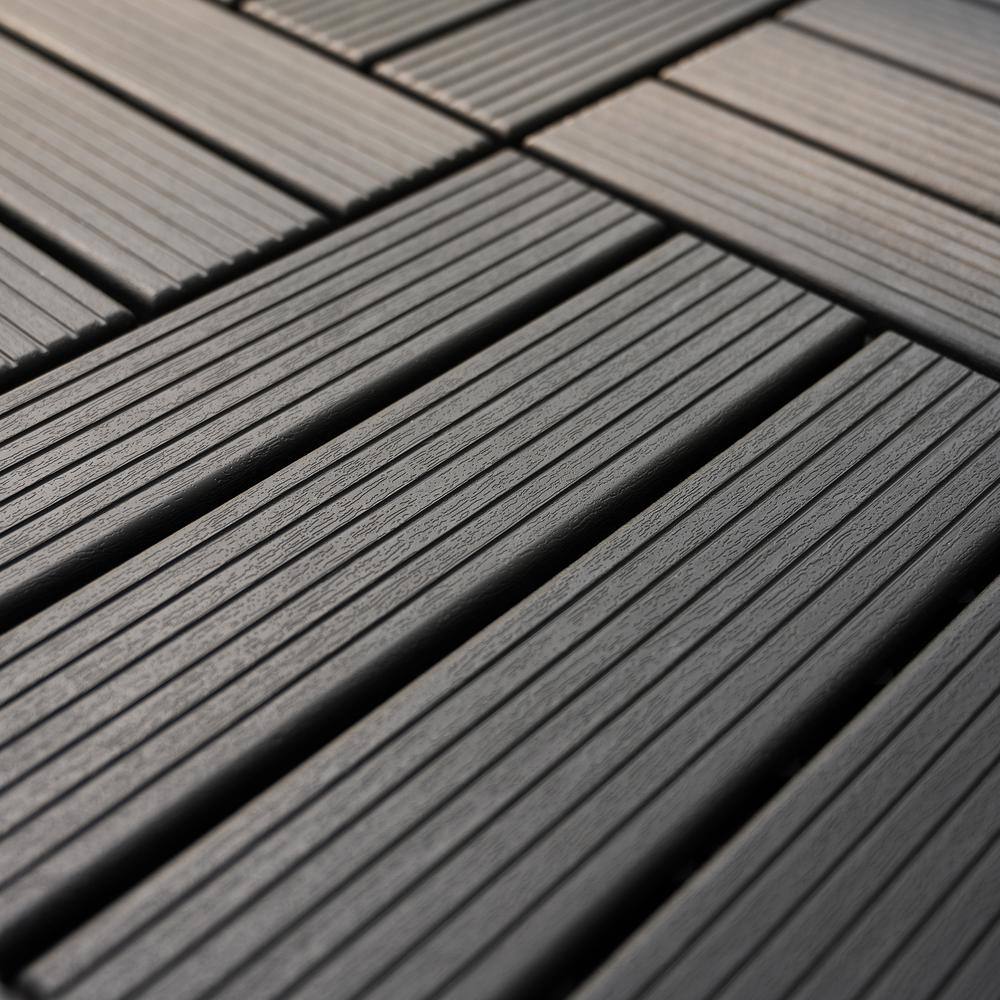 1 ft. x 1 ft. Outdoor Square Waterproof Deck Tile in Gray, All Weather Use ( 44 Per Case)