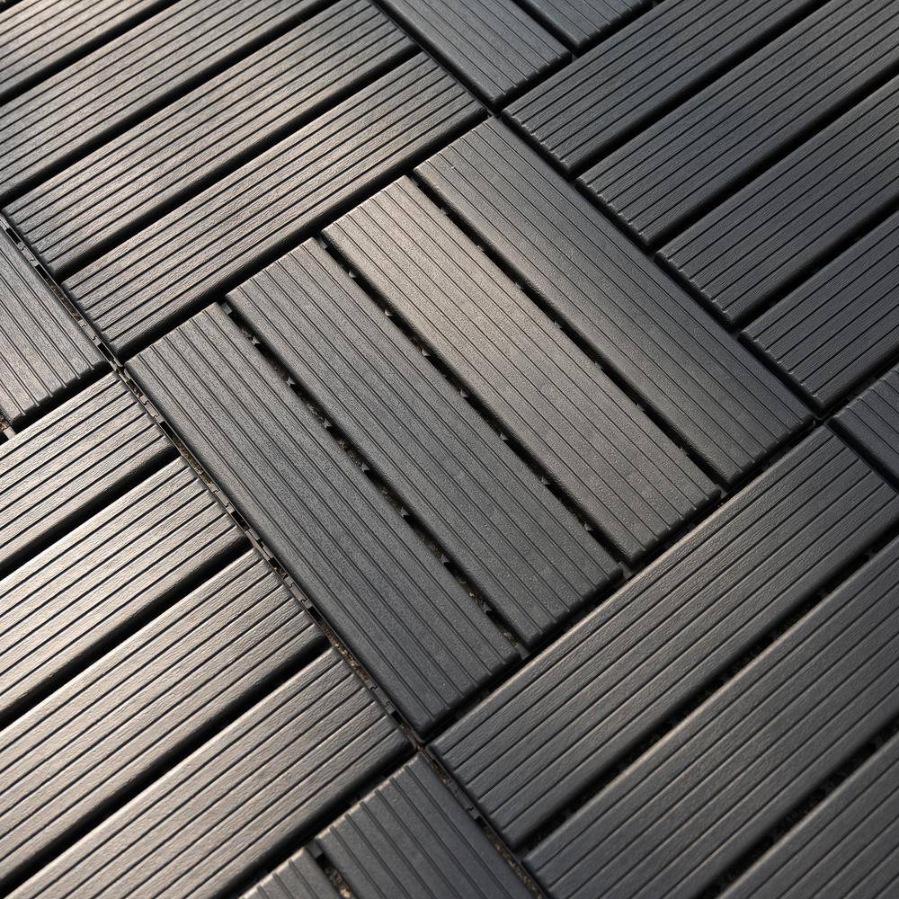 1 ft. x 1 ft. Outdoor Square Waterproof Deck Tile in Gray, All Weather Use ( 44 Per Case)
