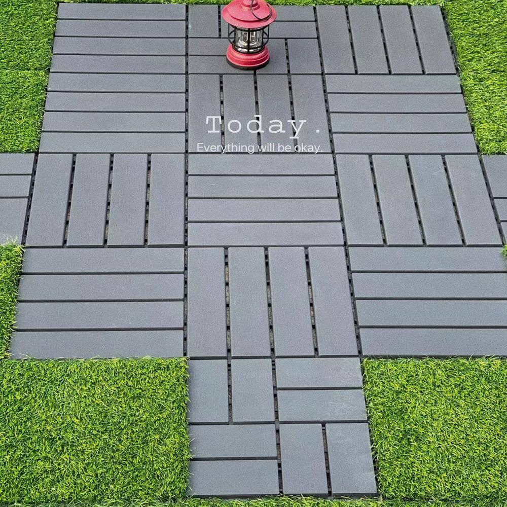 1 ft. x 1 ft. Outdoor Square Waterproof Deck Tile in Gray, All Weather Use ( 44 Per Case)