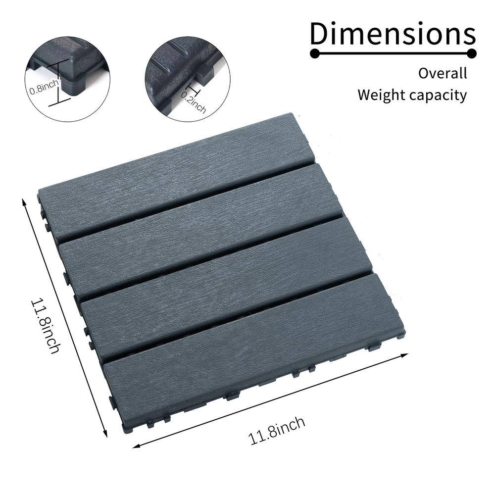 1 ft. x 1 ft. Outdoor Square Waterproof Deck Tile in Gray, All Weather Use ( 44 Per Case)