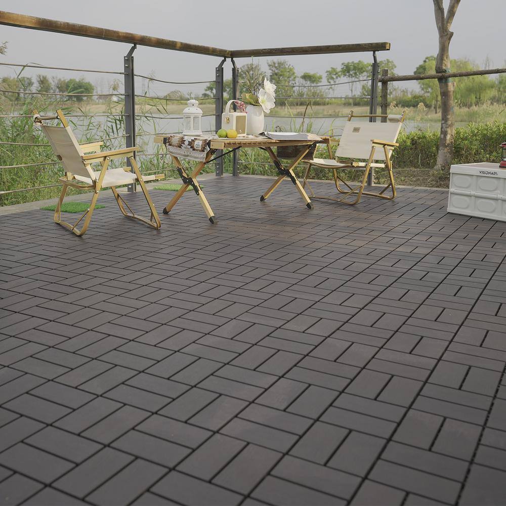 1 ft. x 1 ft. Outdoor Square Waterproof Deck Tile in Gray, All Weather Use ( 44 Per Case)