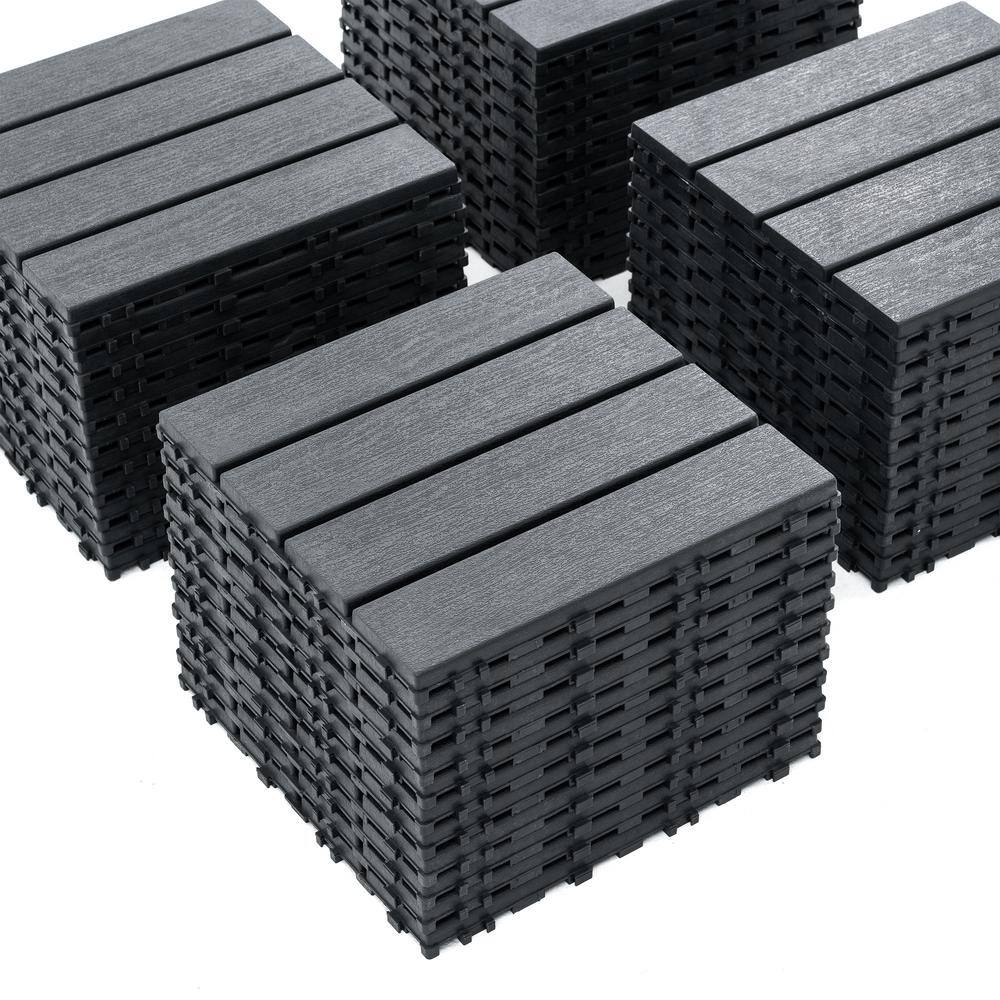 1 ft. x 1 ft. Outdoor Square Waterproof Deck Tile in Gray, All Weather Use ( 44 Per Case)