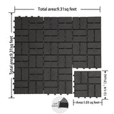 12 in. x 12 in. Square Patio Interlocking Deck Tiles, for Balcony Porch Backyard, (Gray, Pack of 9)