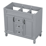 FUNKOL 35.9 x 17.9 x 34 In. Gray Vertical Bathroom Cabinet with 2 Drawers and 2 Soft Close Doors, Top Sink Not Included