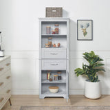 FUNKOL 23.63 in. L x 11.82 in. W x 60 in. H in Gray Ready to Assembly MDF Rectangle Base Kitchen Cabinet