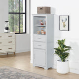 FUNKOL 23.63 in. L x 11.82 in. W x 60 in. H in Gray Ready to Assembly MDF Rectangle Base Kitchen Cabinet