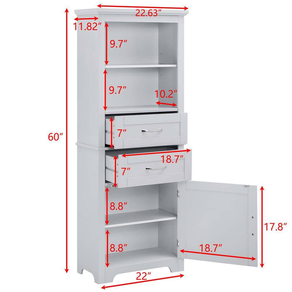 FUNKOL 23.63 in. L x 11.82 in. W x 60 in. H in Gray Ready to Assembly MDF Rectangle Base Kitchen Cabinet