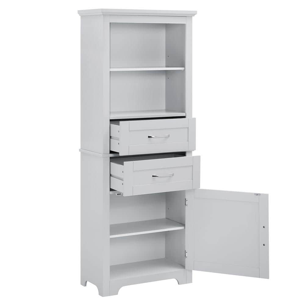 FUNKOL 23.63 in. L x 11.82 in. W x 60 in. H in Gray Ready to Assembly MDF Rectangle Base Kitchen Cabinet