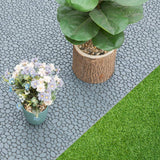 Gardenised Plastic Interlocking Cobbled Stone Look Garden Pathway Tiles, Decorative Floor Grass Pavers Anti- Slip Mat (5-Pack)