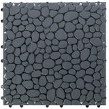 Gardenised Plastic Interlocking Cobbled Stone Look Garden Pathway Tiles, Decorative Floor Grass Pavers Anti- Slip Mat (5-Pack)