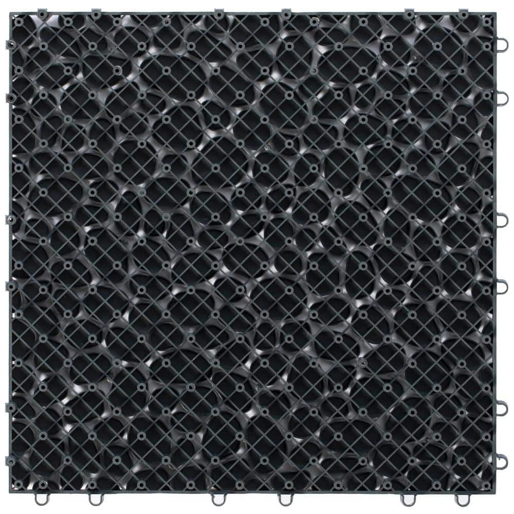 Gardenised Plastic Interlocking Cobbled Stone Look Garden Pathway Tiles, Decorative Floor Grass Pavers Anti- Slip Mat (5-Pack)