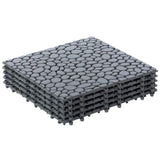 Gardenised Plastic Interlocking Cobbled Stone Look Garden Pathway Tiles, Decorative Floor Grass Pavers Anti- Slip Mat (5-Pack)