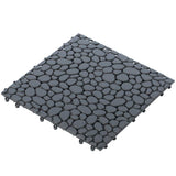 Gardenised Plastic Interlocking Cobbled Stone Look Garden Pathway Tiles, Decorative Floor Grass Pavers Anti- Slip Mat (5-Pack)