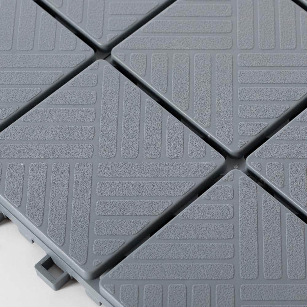 Gardenised Gray Plastic Interlocking Garden Path Tiles Outdoor Flooring Decorative Floor Grass Paver (Pack of 5)