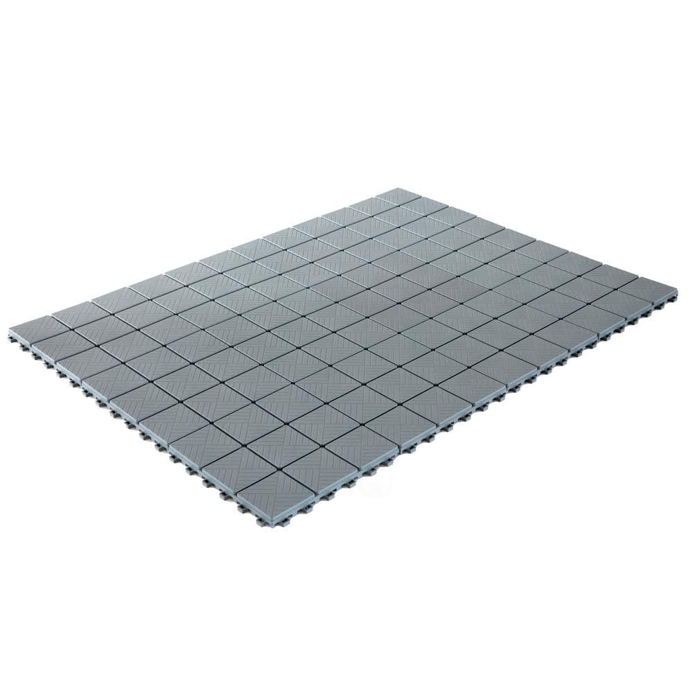 Gardenised Gray Plastic Interlocking Garden Path Tiles Outdoor Flooring Decorative Floor Grass Paver (Pack of 5)
