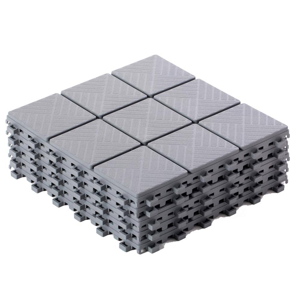 Gardenised Gray Plastic Interlocking Garden Path Tiles Outdoor Flooring Decorative Floor Grass Paver (Pack of 5)