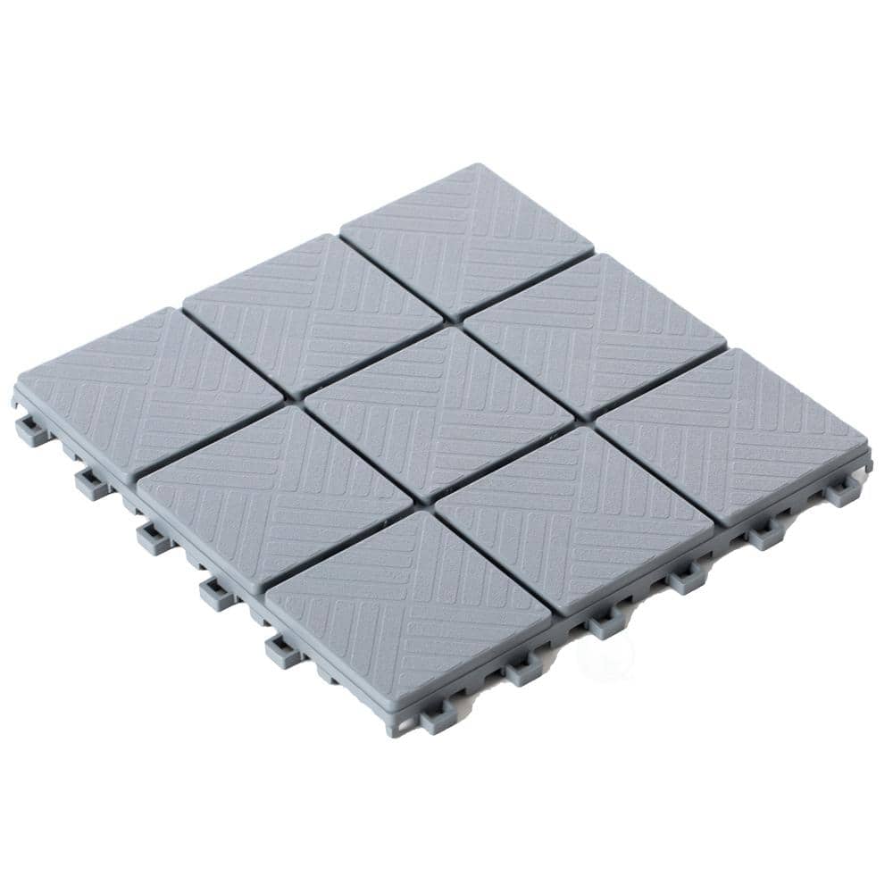 Gardenised Gray Plastic Interlocking Garden Path Tiles Outdoor Flooring Decorative Floor Grass Paver (Pack of 5)