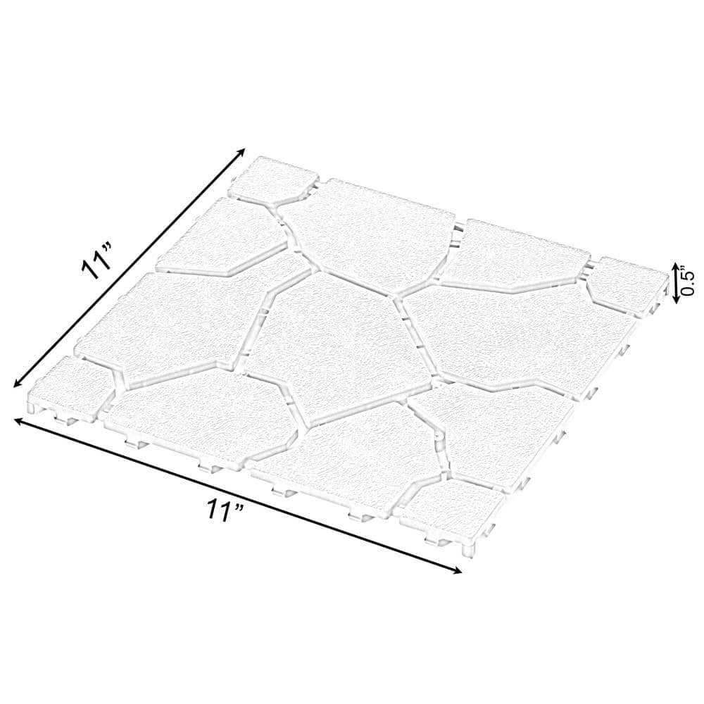 Gardenised Gray Plastic Garden Path Track Interlocking Stone Look Design Pathway Tile Floor Paver (Pack of 4)