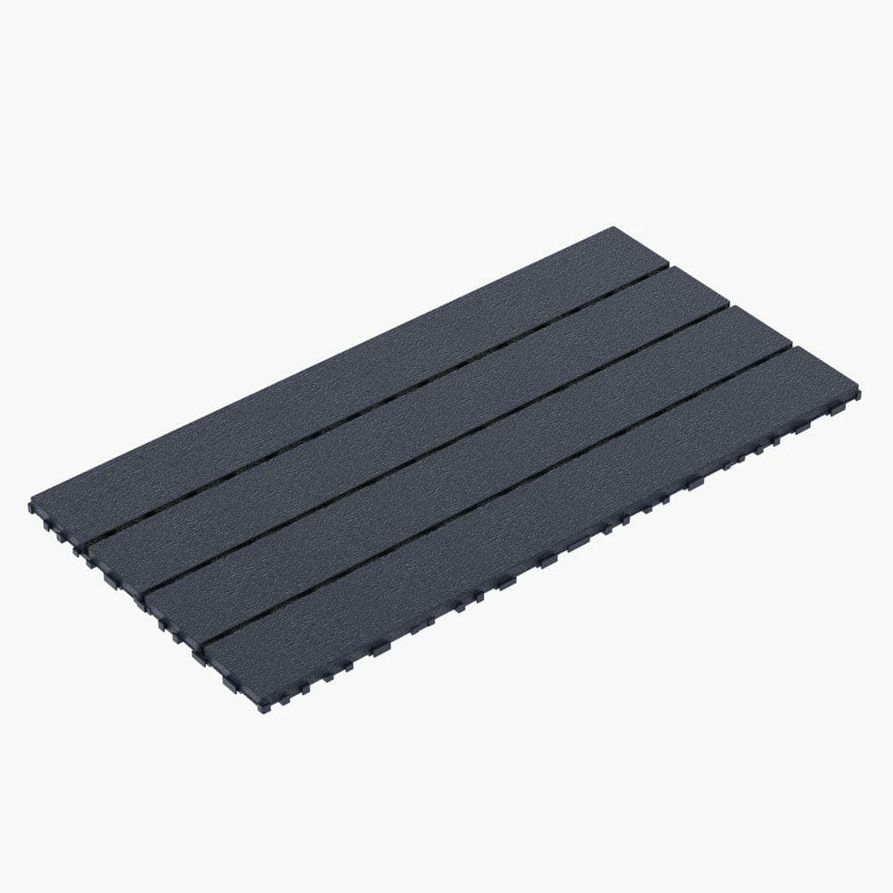 GOGEXX 2 ft. L x 1 ft. W Outdoor Striped Pattern Plastic Interlocking Flooring Deck Tiles (Pack of 24 Tiles) in Gray