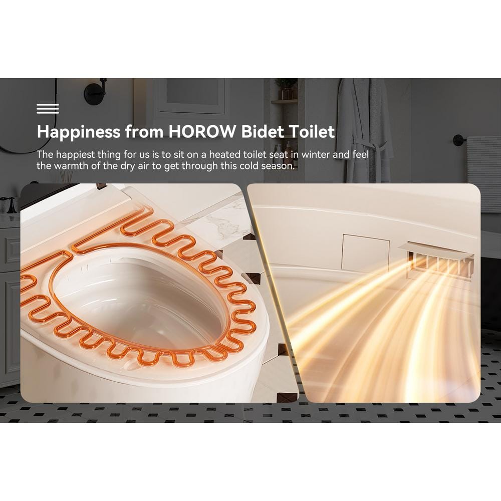 HOROW T03 Family Smart Bidet Toilet with Auto Flush and Warm Air Dryer - 1.27 GPF