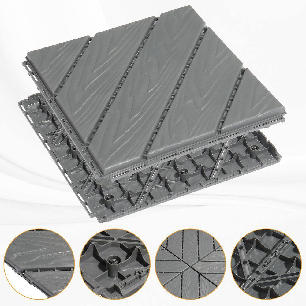 Karl home 1 ft. x 1 ft. Plastic Composite Deck Tile in Gray (27 per Case)