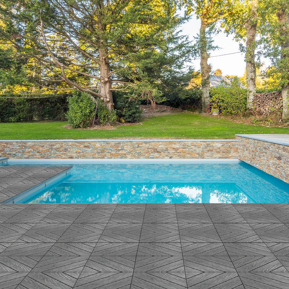 Karl home 1 ft. x 1 ft. Plastic Composite Deck Tile in Gray (27 per Case)