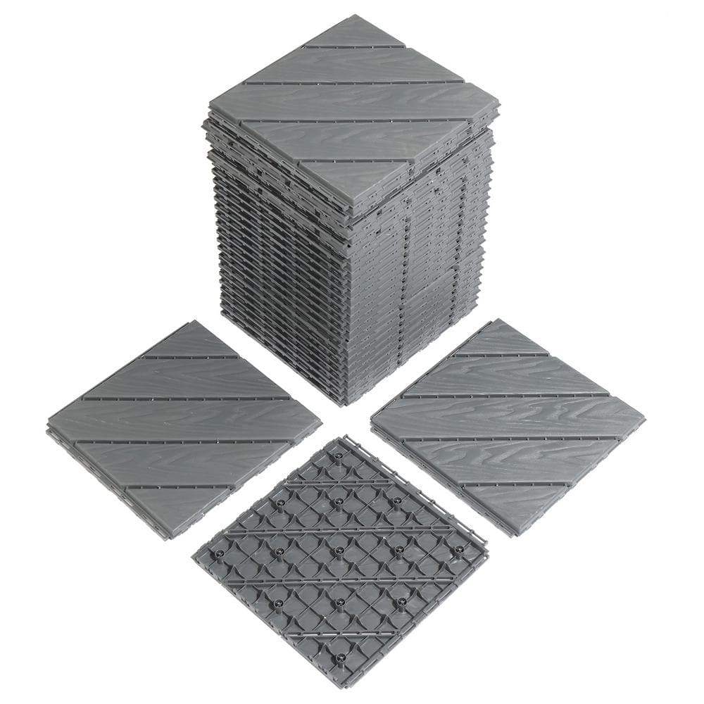 Karl home 1 ft. x 1 ft. Plastic Composite Deck Tile in Gray (27 per Case)