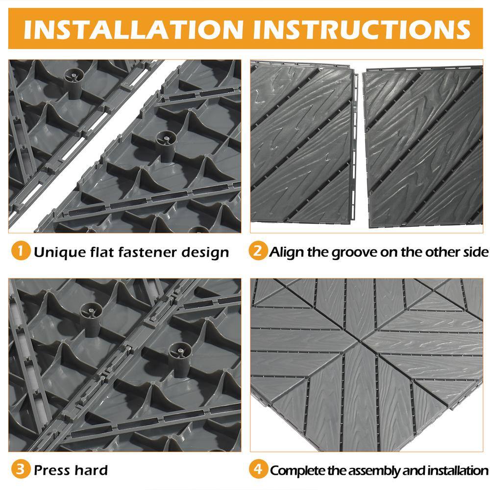 Karl home 1 ft. x 1 ft. Plastic Composite Deck Tile in Gray (27 per Case)
