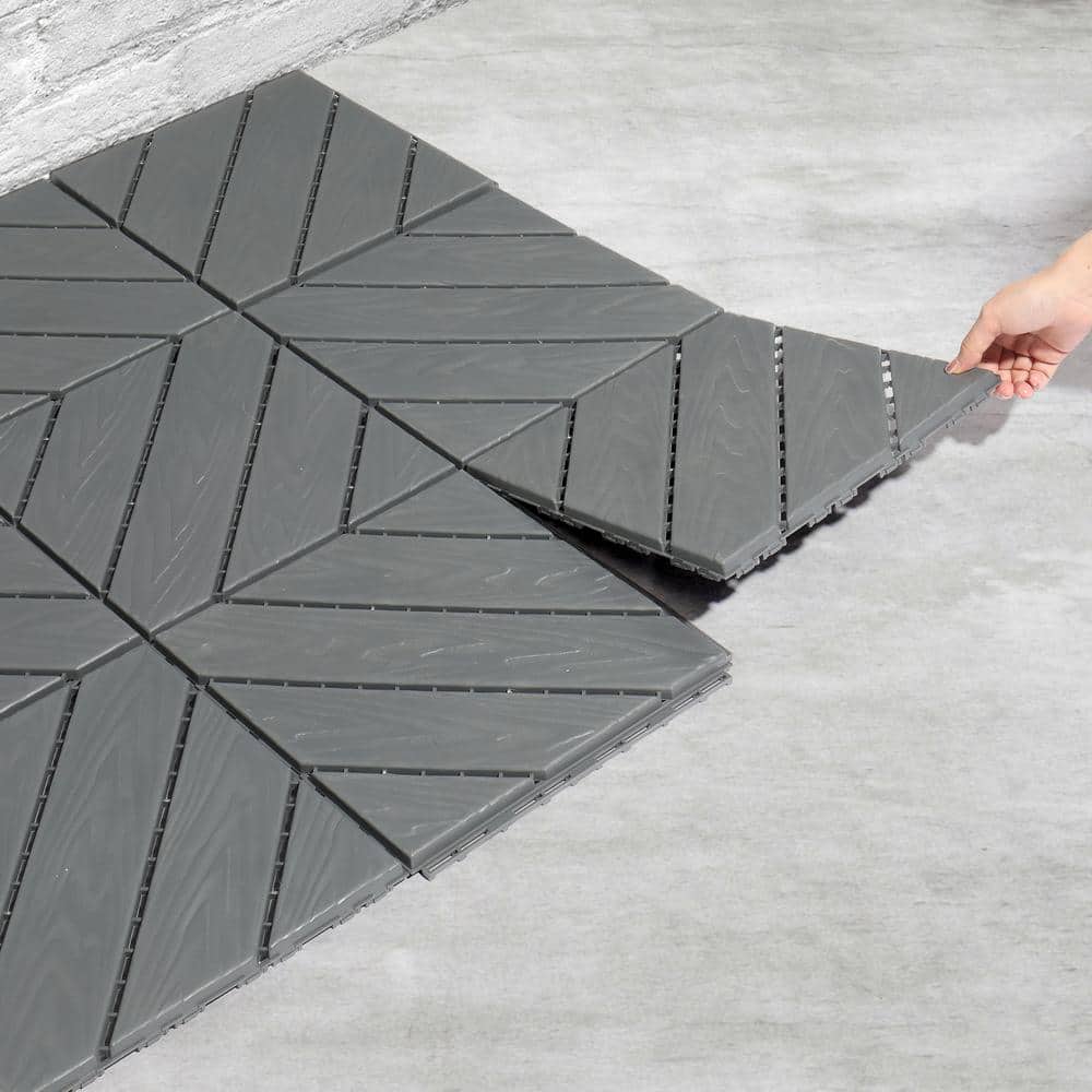 Karl home 1 ft. x 1 ft. Plastic Composite Deck Tile in Gray (27 per Case)