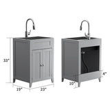 Karl home 24 in. D Drop-In Laundry/Utility Sink in Gray with Cabinet and Pull-Out Sprayer Faucet