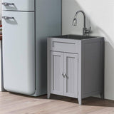 Karl home 24 in. D Drop-In Laundry/Utility Sink in Gray with Cabinet and Pull-Out Sprayer Faucet