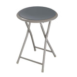 Lavish Home 18 in. Gray Round Metal Heavy-Duty Padded Folding Bar Stool