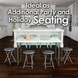 Lavish Home 18 in. Gray Round Metal Heavy-Duty Padded Folding Bar Stool