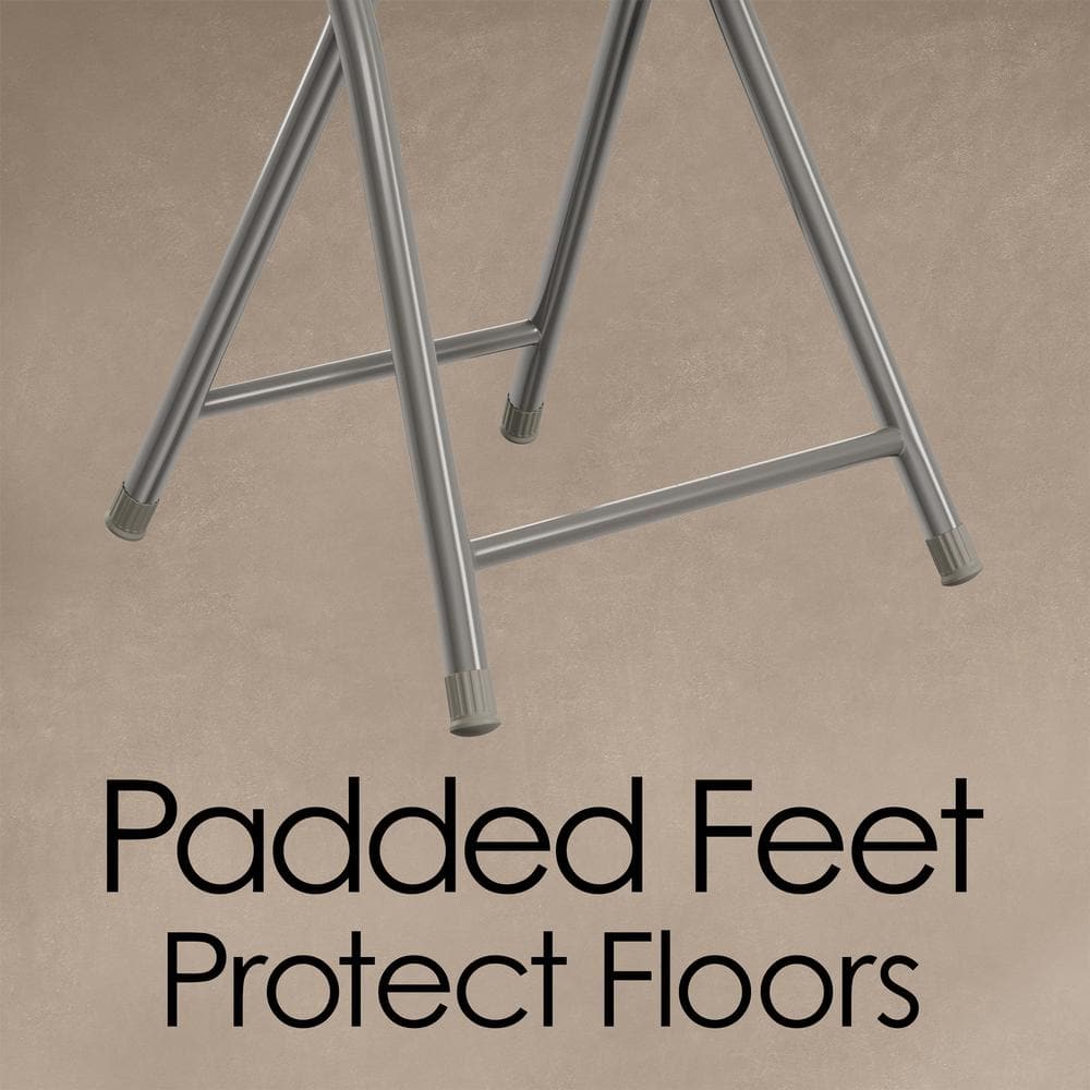 Lavish Home 18 in. Gray Round Metal Heavy-Duty Padded Folding Bar Stool