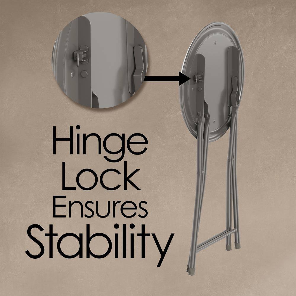 Lavish Home 18 in. Gray Round Metal Heavy-Duty Padded Folding Bar Stool