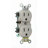 Leviton 15 Amp Industrial Grade Narrow-Body Duplex Outlet, Gray