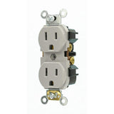 Leviton 15 Amp Industrial Grade Narrow-Body Duplex Outlet, Gray