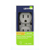 Leviton 15 Amp Industrial Grade Narrow-Body Duplex Outlet, Gray