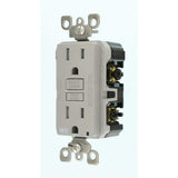 Leviton 15 Amp 125-Volt Duplex Self-Test Tamper-Resistant/Weather-Resistant GFCI Outlet, Gray (GFWT1-KGY)