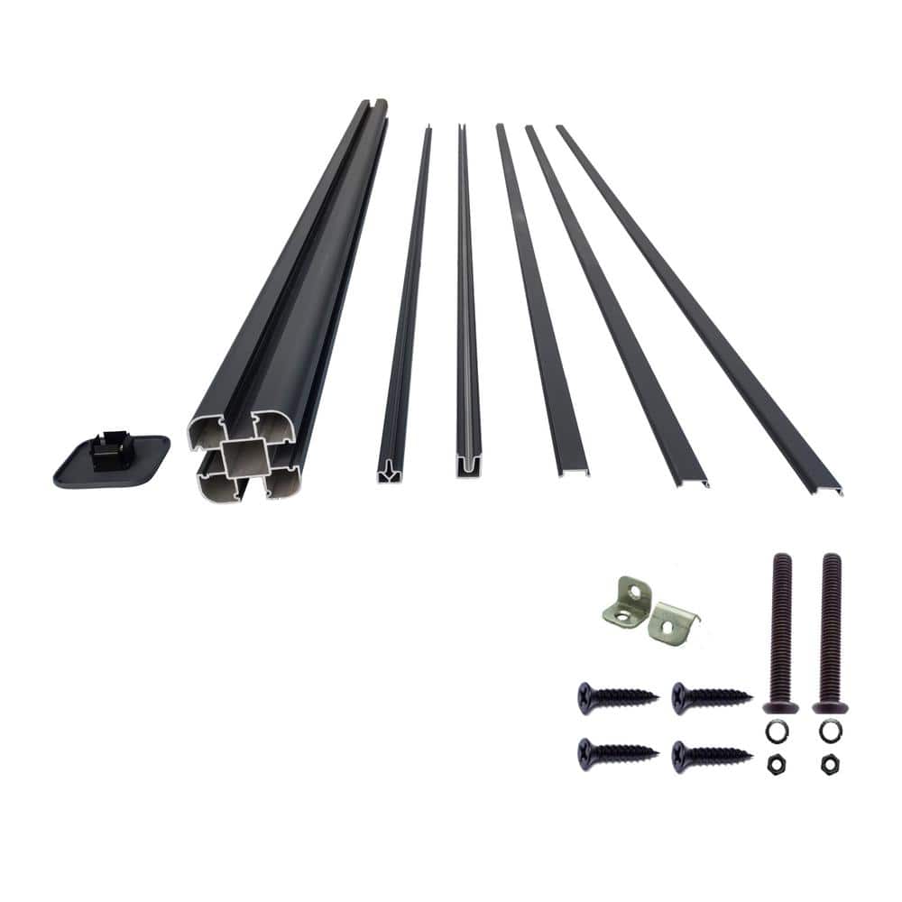 LH EP 3 in. x 3 in. x 6 ft. Gray Aluminum Alloy Fence End Post Kit for 6 in. x 6 in. EP Fence Series