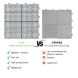 LIVIZA 1 ft. x 1 ft. Anti-Slip Plastic Deck Tile in Gray (12-Piece), Rosette Pattern