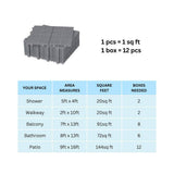 LIVIZA 1 ft. x 1 ft. Anti-Slip Plastic Deck Tile in Gray (12-Piece), Rosette Pattern