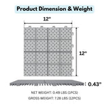 LIVIZA 1 ft. x 1 ft. Anti-Slip Plastic Deck Tile in Gray (12-Piece), Rosette Pattern