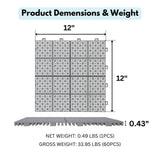 LIVIZA 1 ft. x 1 ft. Anti-Slip Plastic Deck Tile in Gray (60-Piece), Rosette Pattern